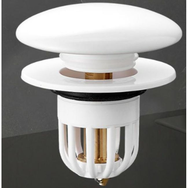 Dop scurgere chiuveta, universal, deschidere cu click, material oțel, diametru exterior 66 mm, culoare Alba