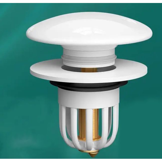 Dop scurgere chiuveta, universal, deschidere cu click, material oțel, diametru exterior 66 mm, culoare Alba