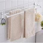 Suport din aluminiu pentru 2 prosoape + 2 cuiere, lungime 60 cm