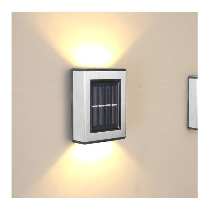 Aplica solara LED ABS/Policarbonat, rezistenta la apa IP65, pentru trepte, borduri, terasa, 1.2V, 600mah, 10 x 7.5 x 3 cm, lumina alb calda, negru