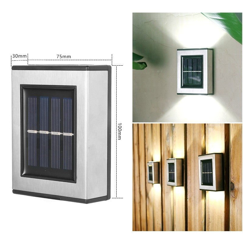 Aplica solara LED ABS/Policarbonat, rezistenta la apa IP65, pentru trepte, borduri, terasa, 1.2V, 600mah, 10 x 7.5 x 3 cm, lumina alb calda, negru