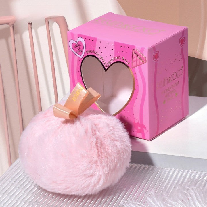 Aplicator pentru iluminator/pudra, Tip Buretel Pufos roz