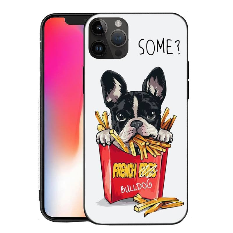 Husa de Protectie, Husa de Protectie pentru iPhone din TPU, Imprimeu Bulldog SOME, Alb