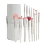 Set 14 Pensule de Machiaj cu Peri Moi, cu Suport pentru Depozitare, Bej