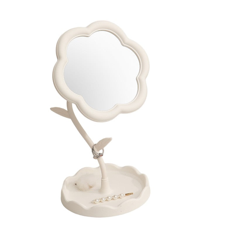 Oglinda de Machiaj pentru Birou -Model Floarea Soarelui Albă