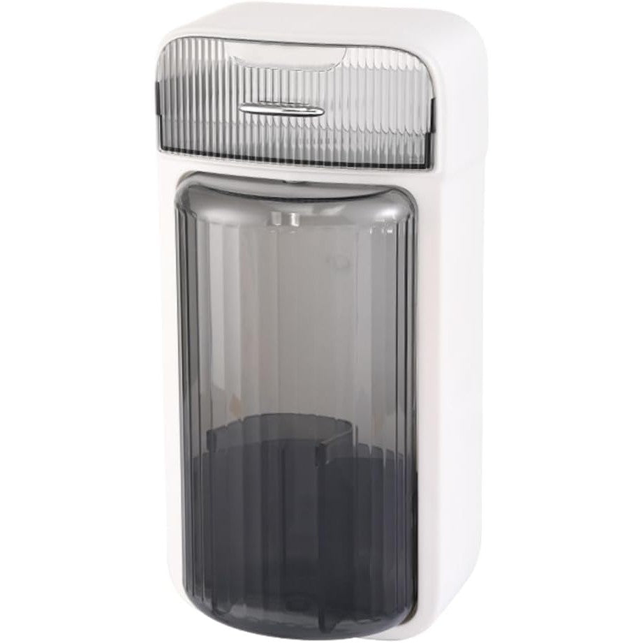 Organizator Baie, 4 Compartimente si 1 Sertar, Rotire 360 Grade, din PP+PET, 27.5 x 16 x 11 cm, Alb/Negru