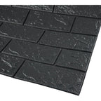 Set 10 Placi Tapet 3D, Flippy, 35 x 38 cm, Grosime 3 mm, din Polietilena, Model Caramida, Suprafata acoperita 1.33 mp, Negru