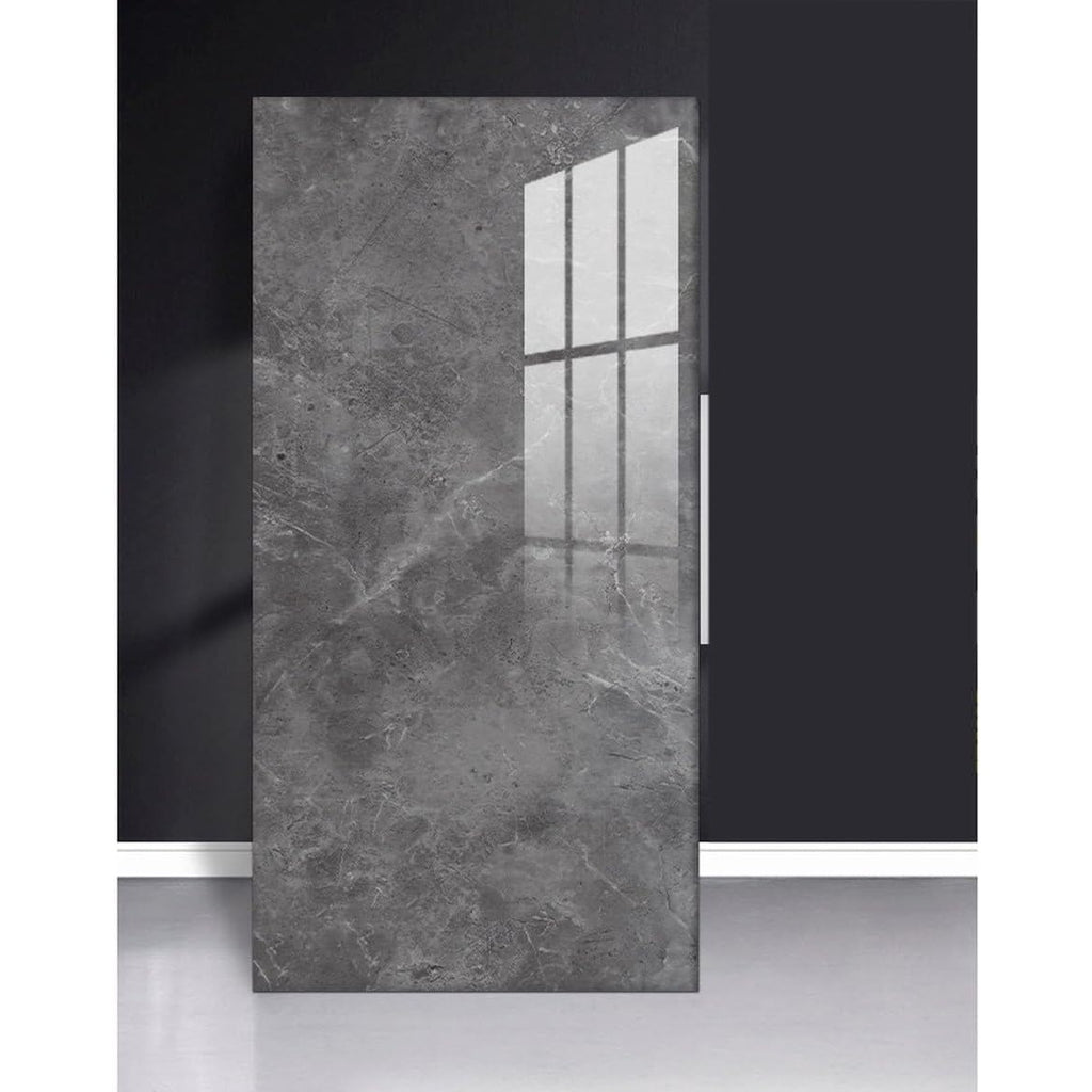 Set 10 Placi Tapet, 60 x 30 cm, Grosime 1.5 mm, din PVC, Model Imitatie de Marmura, Suprafata acoperita 1.8 mp, Gri Inchis