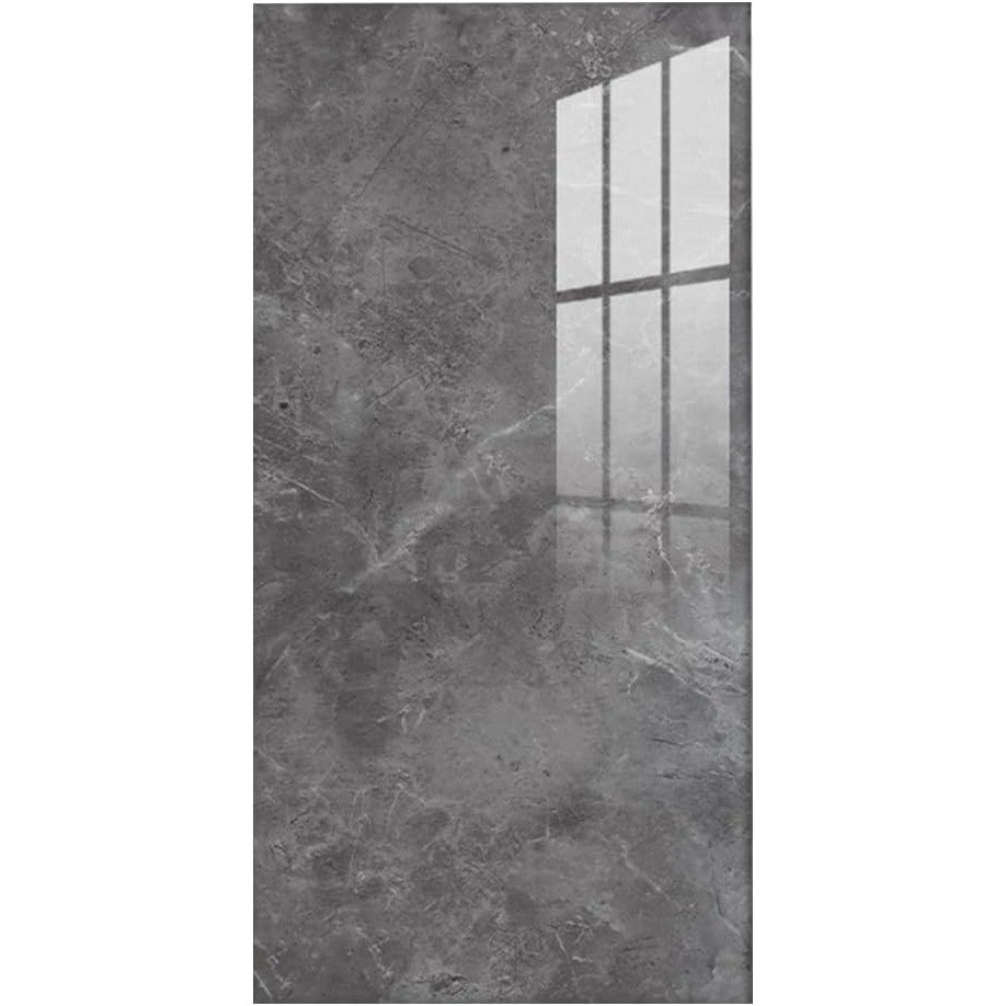 Set 10 Placi Tapet, 60 x 30 cm, Grosime 1.5 mm, din PVC, Model Imitatie de Marmura, Suprafata acoperita 1.8 mp, Gri Inchis