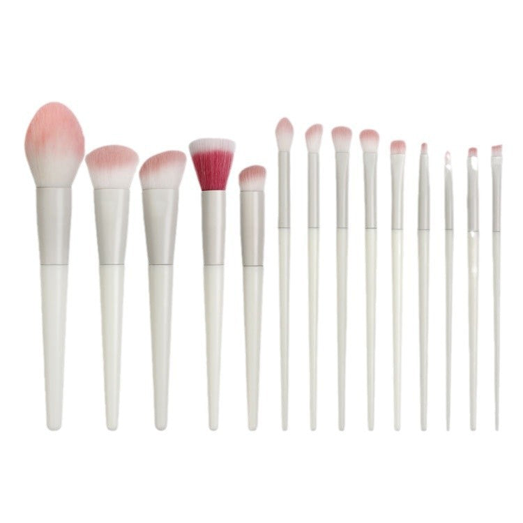 Set 14 Pensule de Machiaj cu Peri Moi, cu Suport pentru Depozitare, Bej