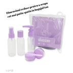 Set Recipiente pentru Cosmetice, 5 Piese, cu Gentuta, pentru Calatorii, Reutilizabile, Mov, Material Plastic, 40 ml, 10g