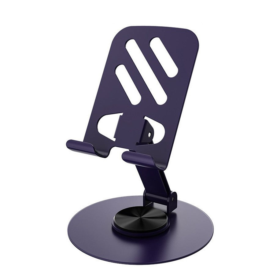 Suport rotativ pentru telefon, Complet Metalic, Pliabil, Design Modern pentru Desktop, Multifunctional, Compatibil cu Tableta, 10.5 x 9 x 9 cm, 80 g, Mov inchis